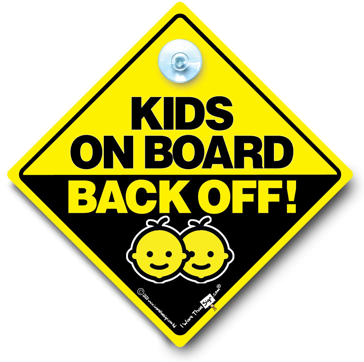 Kids On Board Back Off Car Sign Suction Cup Car Window Sign