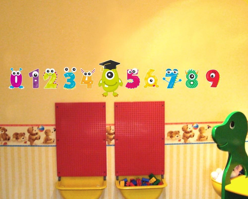 Samunshi® 11 Piece Numbers Monster Wall Tattoo Set for Child's Bedroom Baby Room, multicoloured, 2x 21x34cm - Image 3