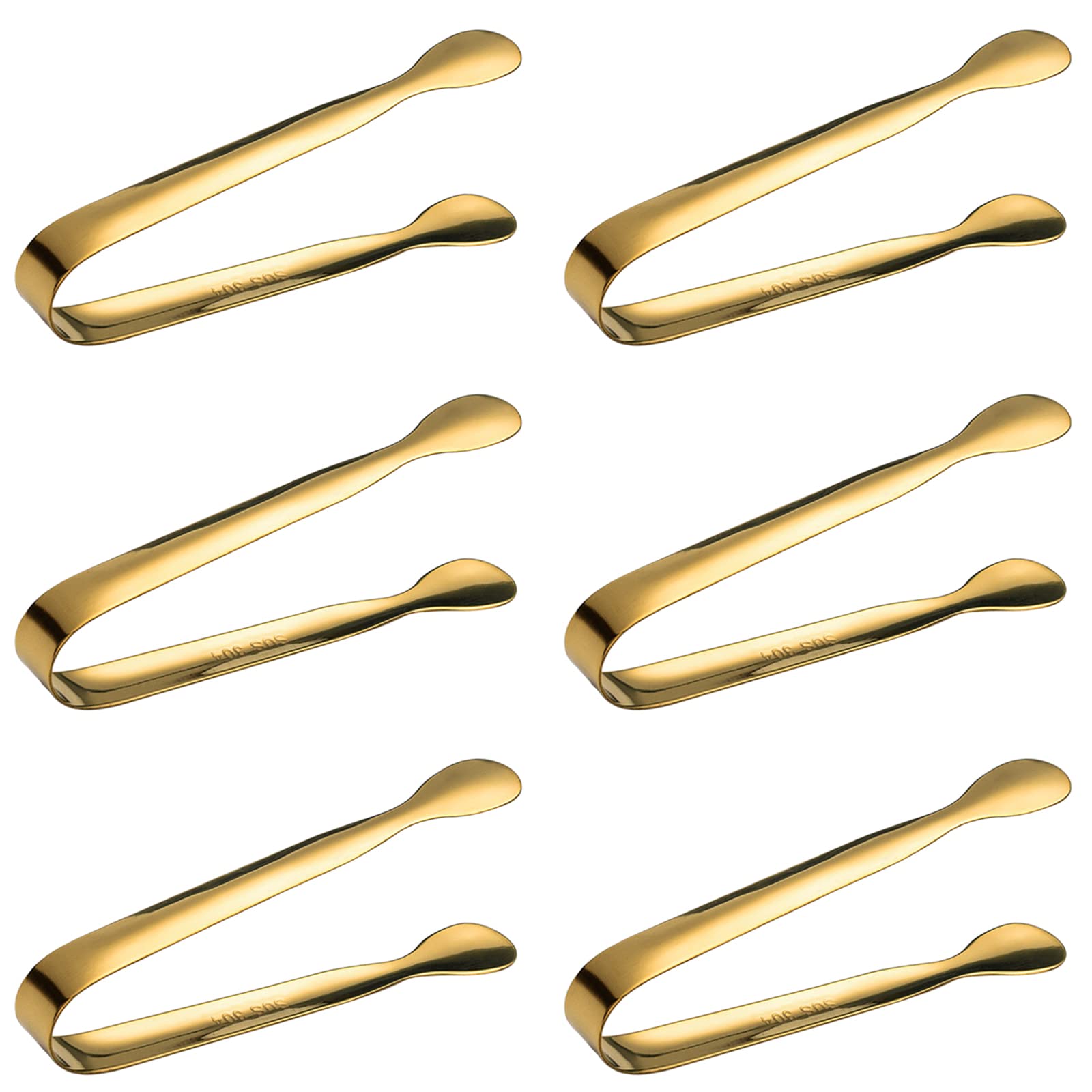 Photo 1 of 6 Pieces Mini Ice Tongs Sugar Tongs, Gold Stainless Steel Small Serving Tongs for Appetizers, Desserts, Coffee, Tea Party, Bar