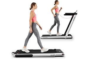 Goplus 2 in 1 Folding Treadmill, 2.25HP Superfit Under Desk Electric Treadmill, Installation-Free with Remote Control, APP Control and LED Display, Walking Jogging for Home Office