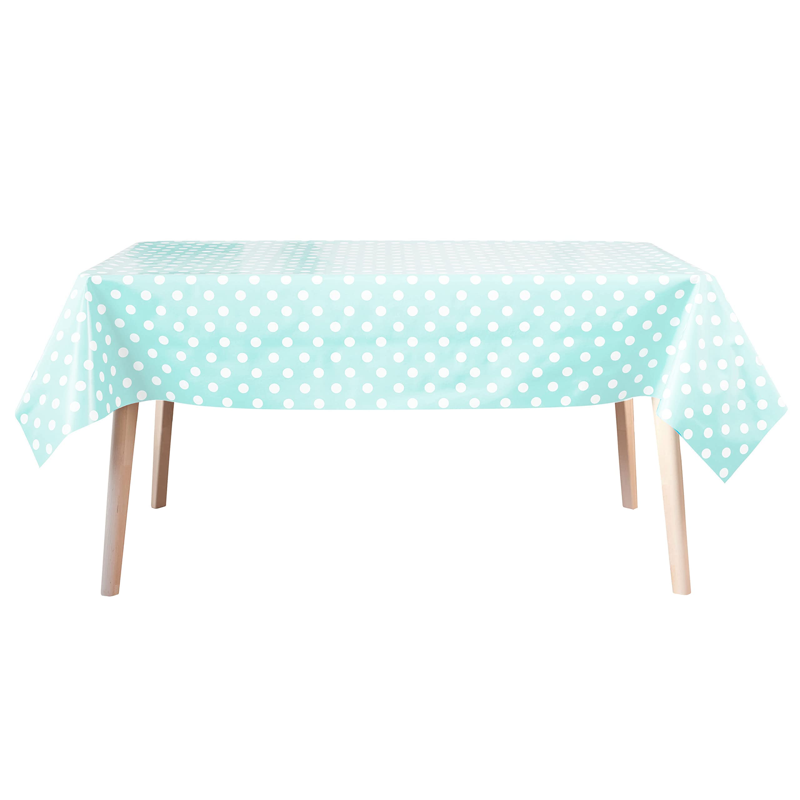 Jolee Duck Egg Tablecloth | PVC Vinyl Table Cover | Wipe Clean Plastic Indoor & Outdoor Cloth Cover | Water Resistant, Spill Proof & Tear Resistant | Duck Egg Table Cloth For Any Table Size Or Shape