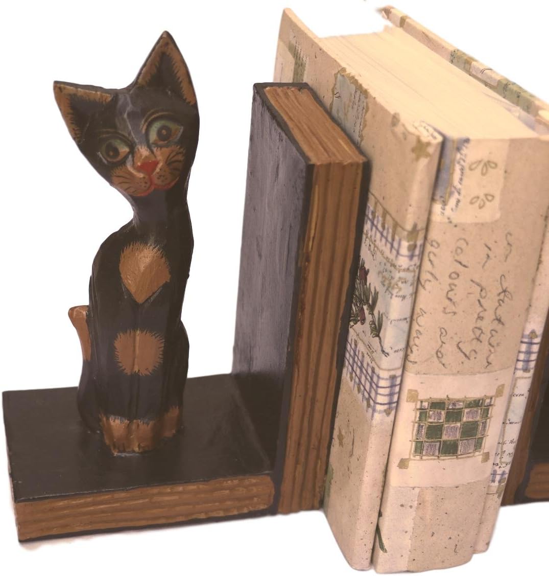 Amazon 手彫り木製猫ブックエンドからbali インテリア オンライン通販