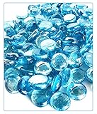 MagicWater Supply Light Blue Flat Marble Glass Gems - 2 LB (Pound) - Flat Marble Vase Fillers, Table Scatter, Aquarium DÃ©cor, Pebbles - Approx. 3/4