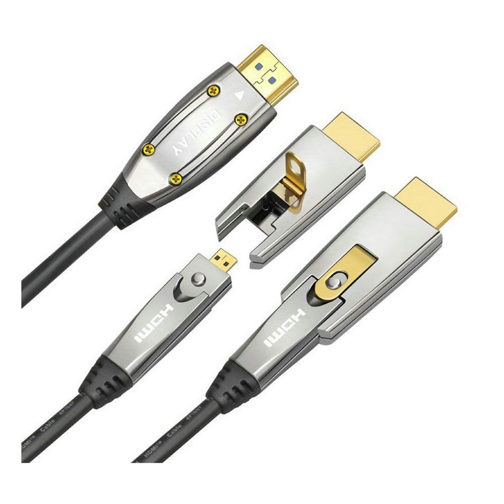 Jeirdus 25Meters AOC HDMI Fiber Optic Cable 18Gbps High Speed Support 4K60HZ, with Small Micro and Standard HDMI Connectors,Easy to Pipe Routing