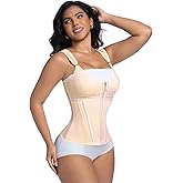LEZSHOOU waist trainer with bra, Tummy Control Sports Girdle, Workout Body Shaper with Adjustable Shoulder Strap