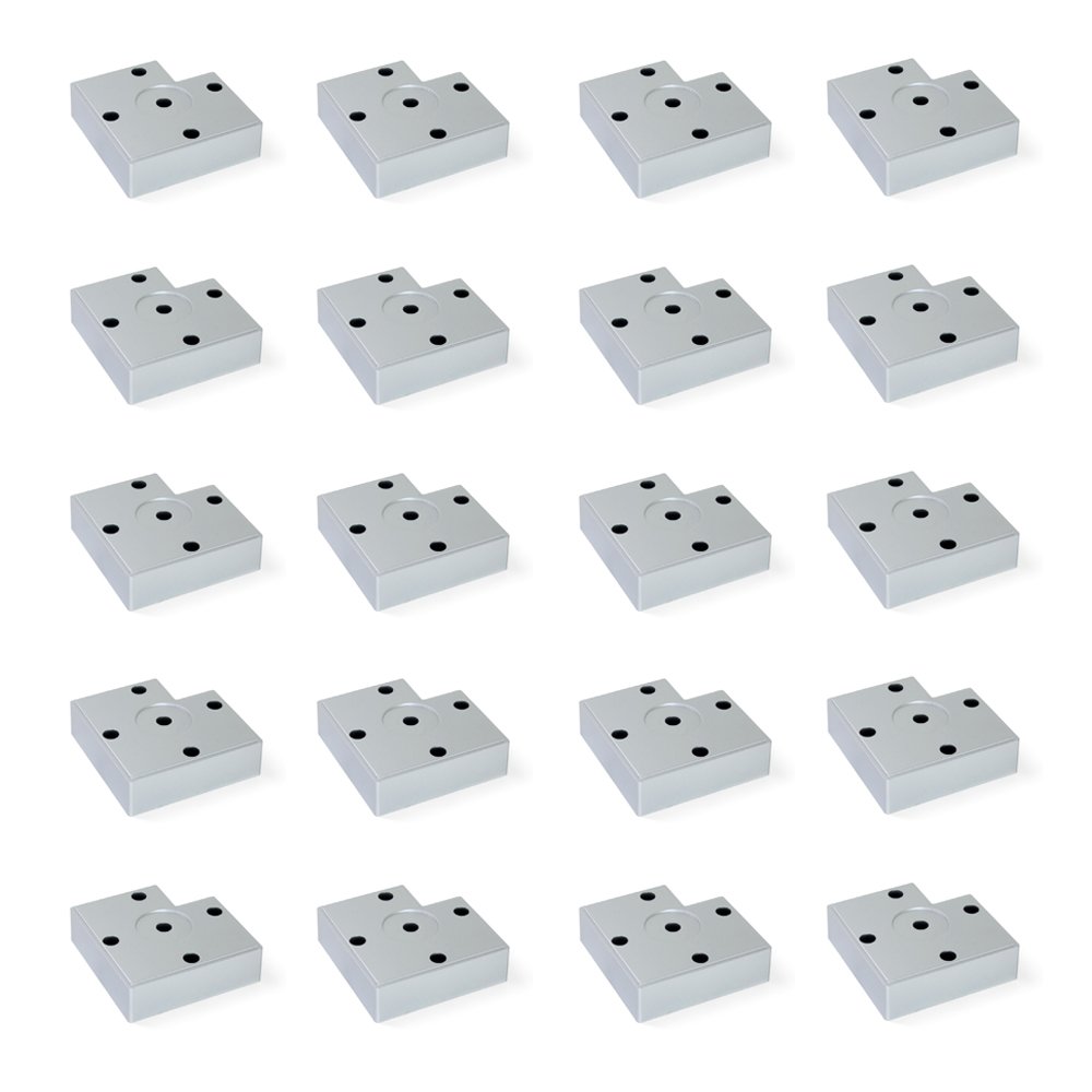 Emuca - Plastic Furniture Feet for Cabinet/Wardrobe/Sofa, Silver Painted, H 45mm, Set of 20 Pieces