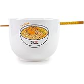 Sanrio Gudetama x Nissin Top Ramen "Dream Come True" Ceramic Ramen Dinnerware Set | Includes 20-Ounce Noodle Bowl and Wooden Chopsticks