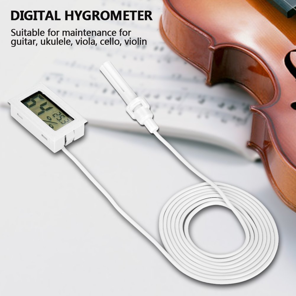 2pcs Thermometer Hygrometer Digital Indoor/Outdoor Guitar Hygrometer Humidifier Temperature Humidity Monitor replacement for Violin Guitar Ukulele(White)