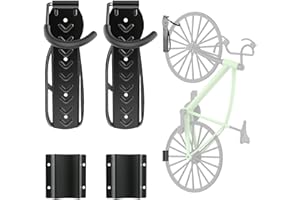 HEZEYFERG 2 Pack Bike Rack for Garage with Tire Tray, Wall Mount Bike Hanger for Storage,Vertical Bike Hook for Indoor Shed,Hanging Bicycle for Apartment Holds Up to 70lbs