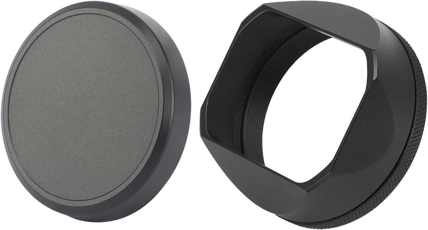 Haoge Square Metal Lens Hood for Fuji Fujifilm X100VI FinePix X100V X100F X100 X100S X100T X70 Camera Black LH-X54B+Cap-X54B Lens Shade with Cap and 49mm Adapter Ring kit - Image 3