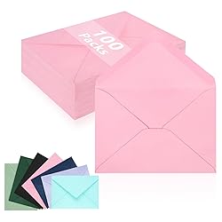100 Pack A7 Envelopes, Pink Greeting Card Envelopes