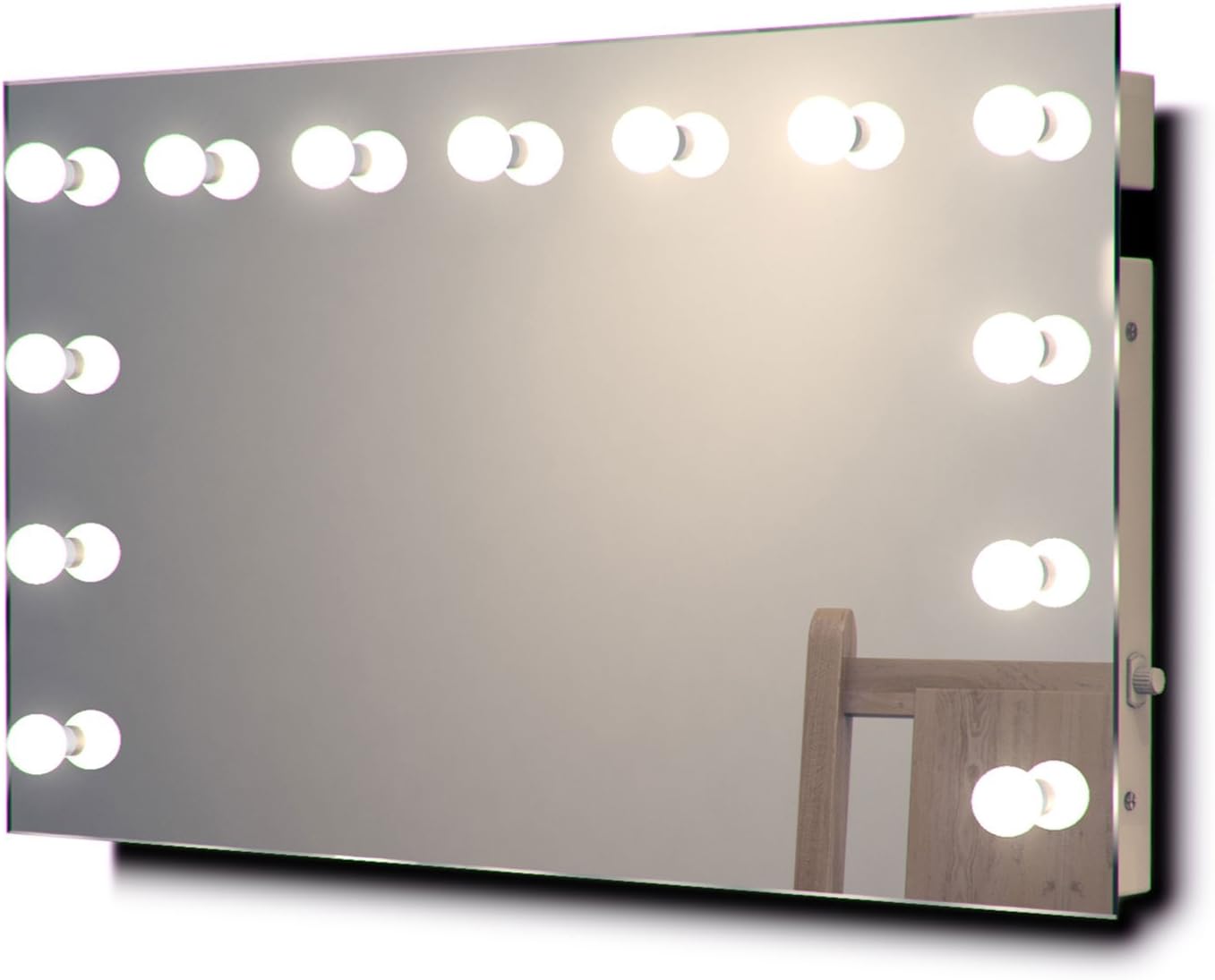 Powerful Visions Diamond X Wallmount Hollywood Makeup Mirror with Cool White Dimmable LED k91CW