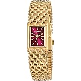 BERNY Dainty Gold Watch for Women, Rectangular Women's Wrist Watch, Small Fashion Ladies Bracelet - All Stainless Steel, Waterproof, Sun-ray Dial, Luxury Birthday Present
