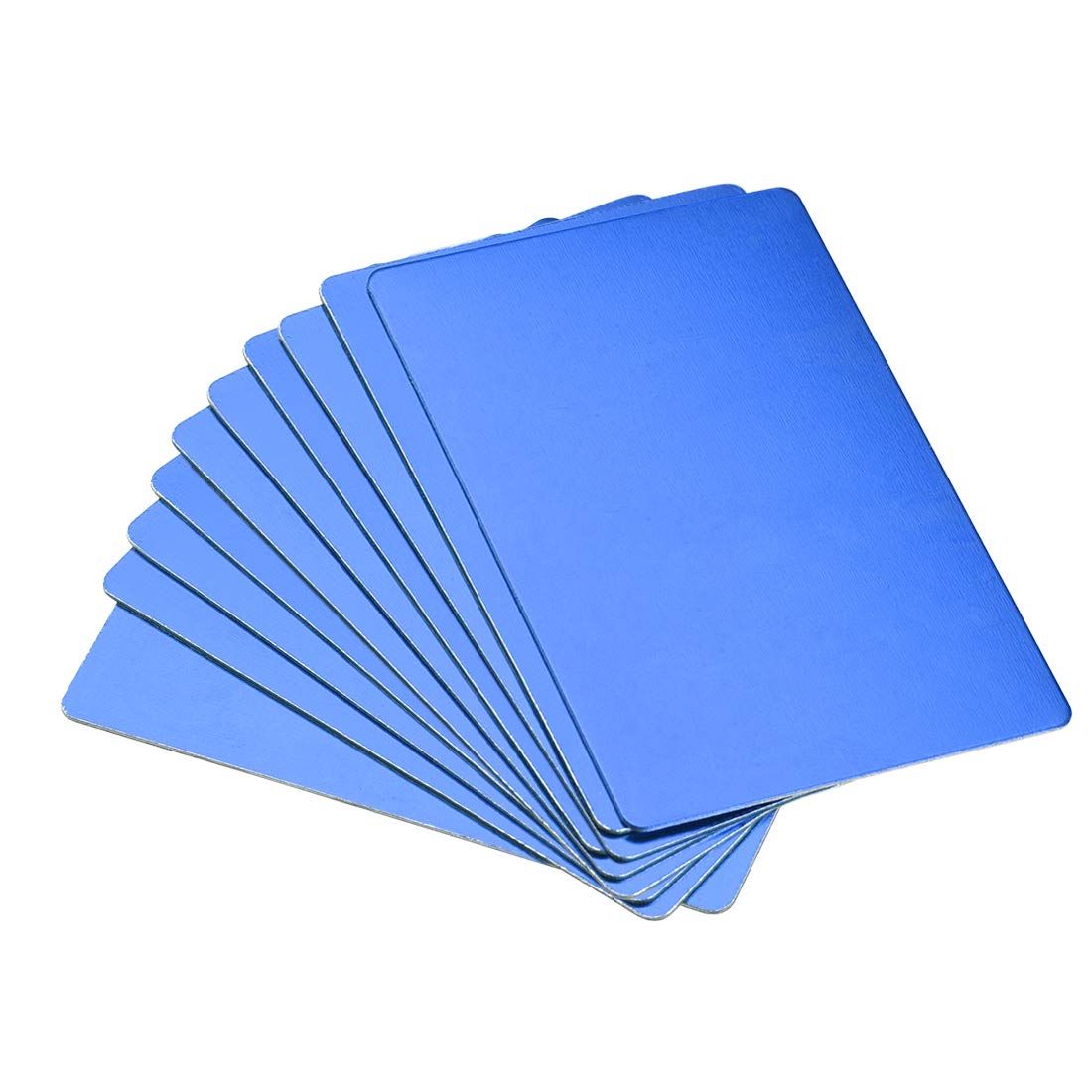 sourcing map Blank Metal Card 80x50x0.6mm Anodized Aluminum Plate for DIY Laser Printing Engraving Blue 10 Pcs