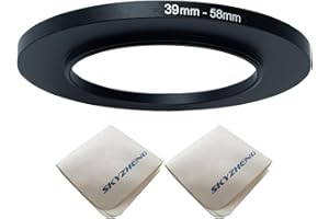 SKYZHENG 39mm Lens to 58mm Camera Lens Adapter 39mm to 58mm Step Up Ring Adapter Ring for All Brands of UV ND CPL, with Premium Lens Wiping Cloth 2 Pack (39mm-58mm)