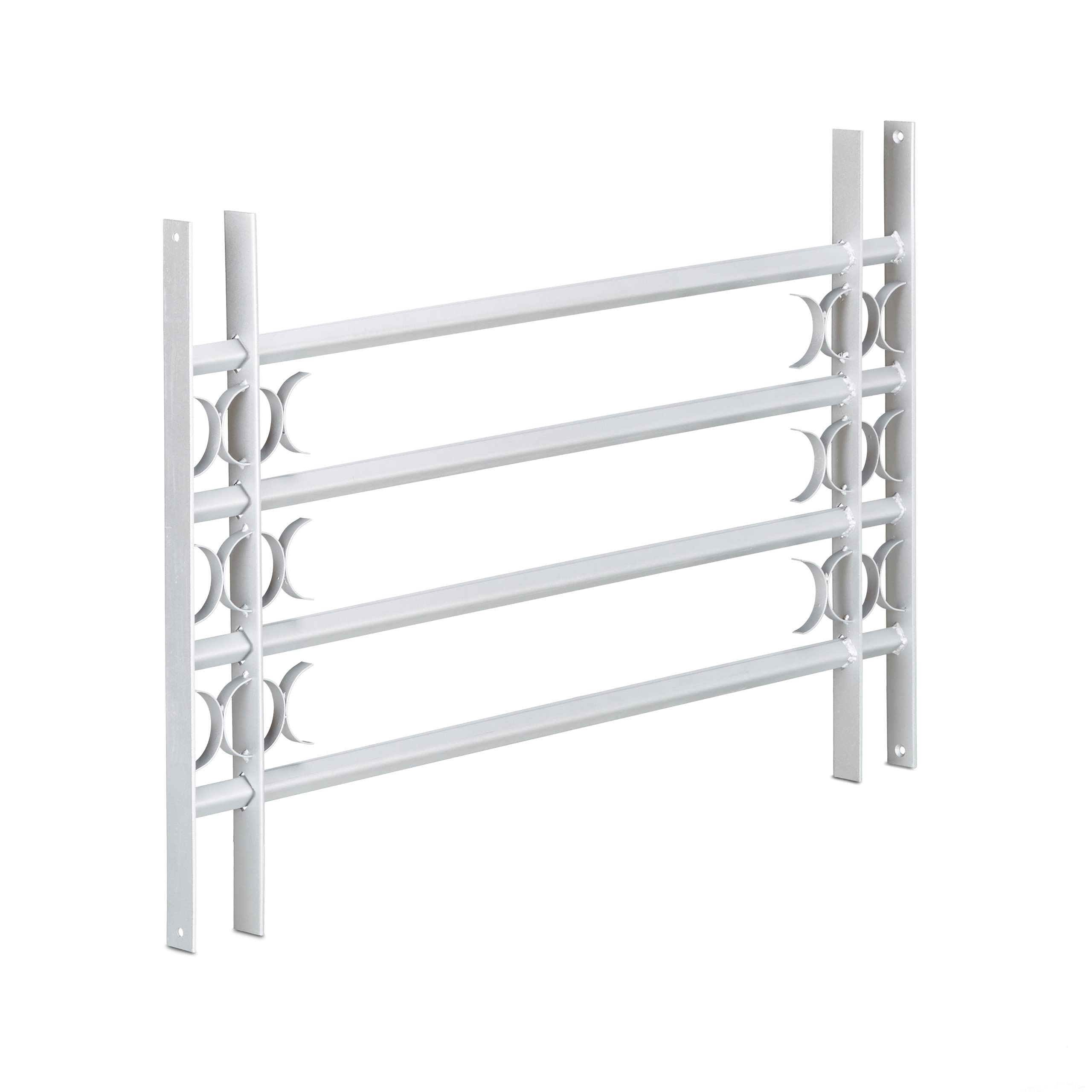 Relaxdays Burglary Protection Window Grill, Pull-Out, Galvanized Steel, 600 x 1000-1500 mm, Security Bars, Grey