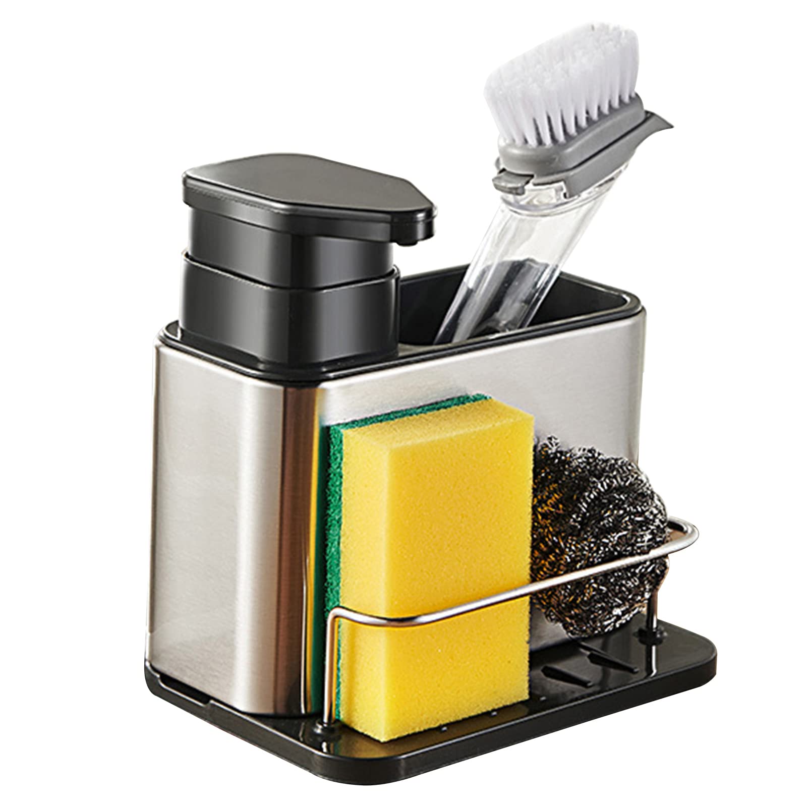 CMOISO Kitchen Sink Organiser, Sponge Holder, Stainless Steel Organizer With Soap Dispenser and Storage for Kitchens or Bathrooms