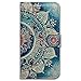 Bcov Case for iPhone 6s/iPhone 6, Bcov Green Circular Mandala Card Slot Wallet Leather Cover Case for iPhone 6 6S