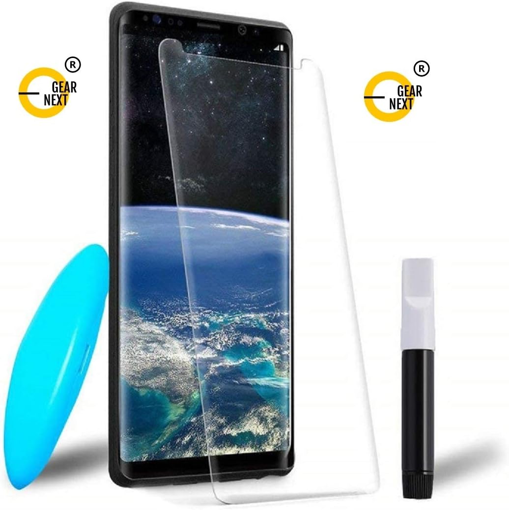 For Samsung Galaxy Screen Protector Tempered Glass, Full Screen Coverage 5D Curved full glue with glue liquid bottle Easy Install and UV laser Light kit (For Samsung Galaxy note 9 (2019) NEW)