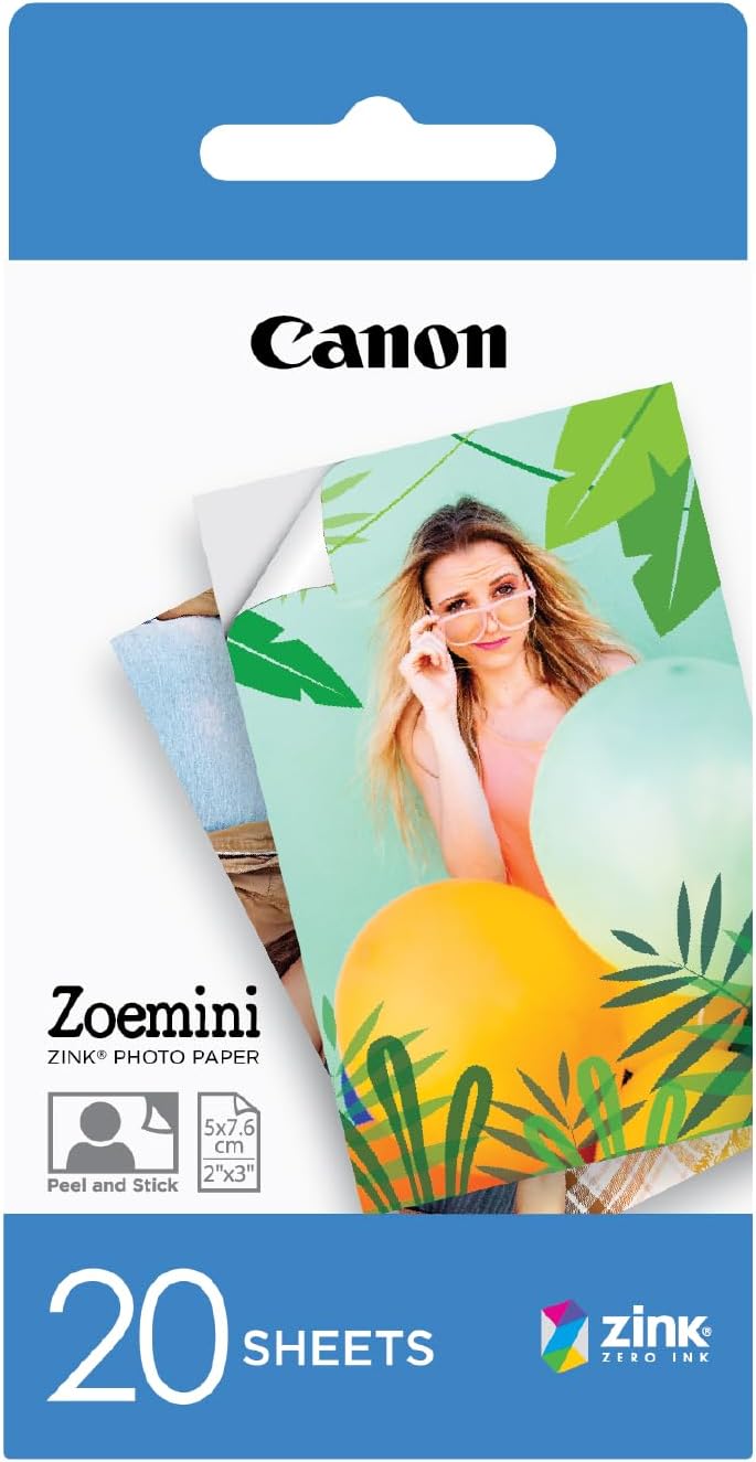 Canon ZINK Photo Paper 2x3 Sticker Sheets 20-pack for Zoemini