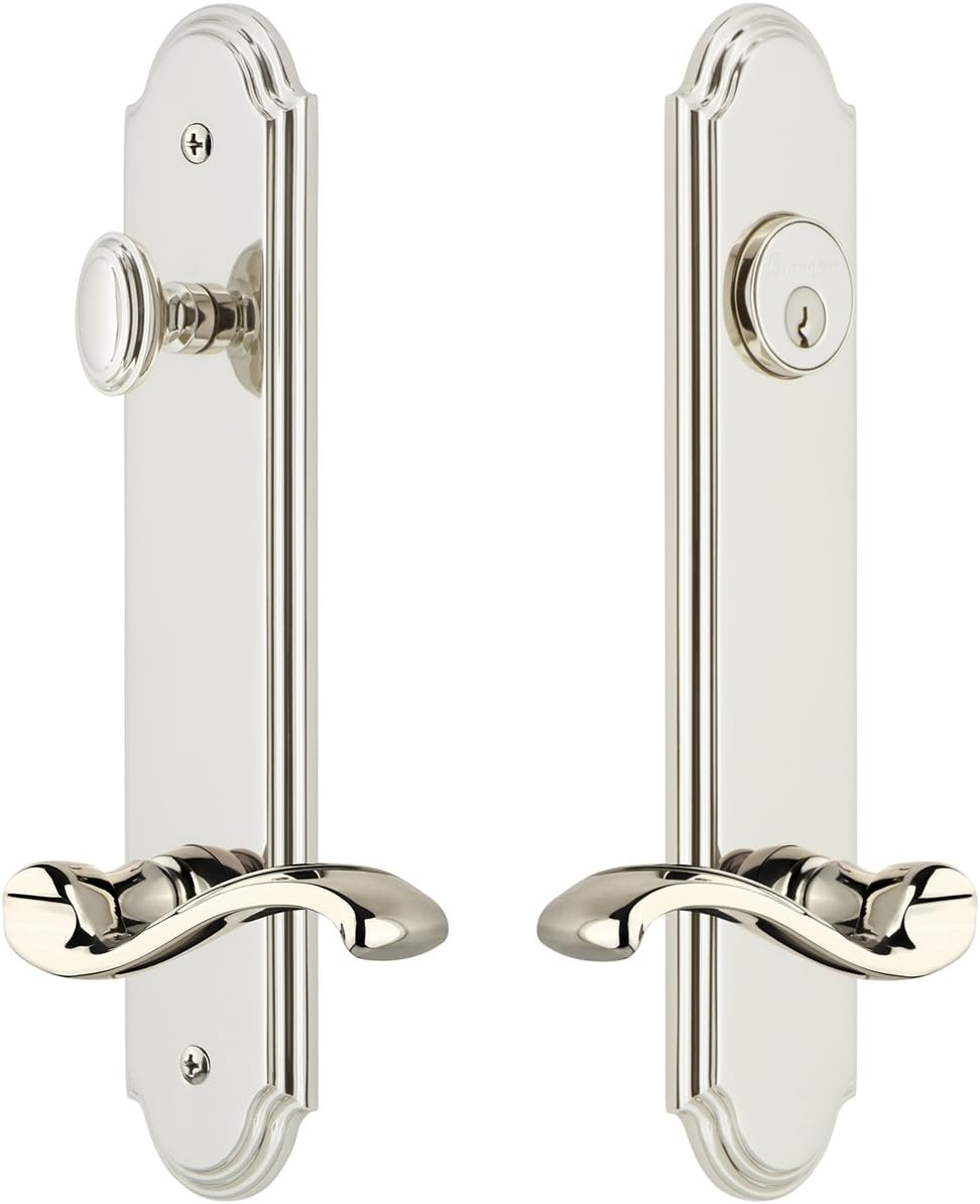 Grandeur Hardware 841230 Arc Tall Plate Complete Entry Set with Portofino Lever, Backset Size - 2.75
