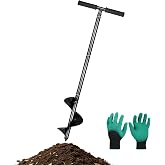 M METERXITY Compost Turning Tool 33.4 Inch Compost Stirring Tool Manual Lawn Aerators Mixing Tool for Gardening Bed/Plant Box/Outdoor Tumbler Bins Bags [Black]