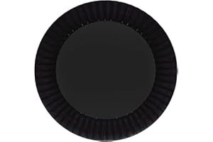Party Essentials Deluxe Quality Hard Plastic 70 Count Round Party/Dessert Plates, 6-Inch, Black