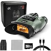 Night Vision Binoculars Goggles for Adults - 48MP Photo & Video, 8X Digital Zoom, 1680FT Long View Range, 64GB Card Included, 5000mAh Batter for Hunting, Camping, Wildlife Observation, Home Security