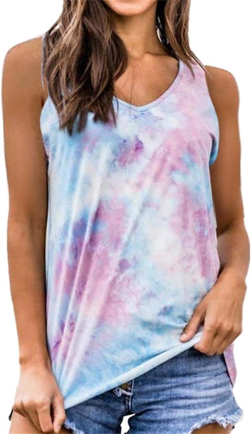 Women Tie-Dye Gradient Rainbow Tank Top 