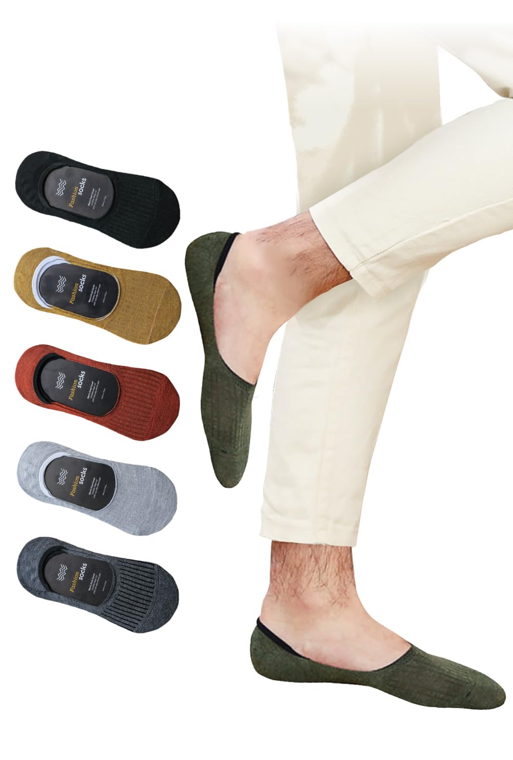 [LinoUlu] 5足セットｘ脱げないメンズフットカバー【選べる5タイプｘ滑り止め付きｘスニーカーやデッキシューズやビジネスシューズなど】 フットカバー メンズ 靴下 脱げない靴下 くるぶしソックス メンズ靴下【モダン】 の商品画像