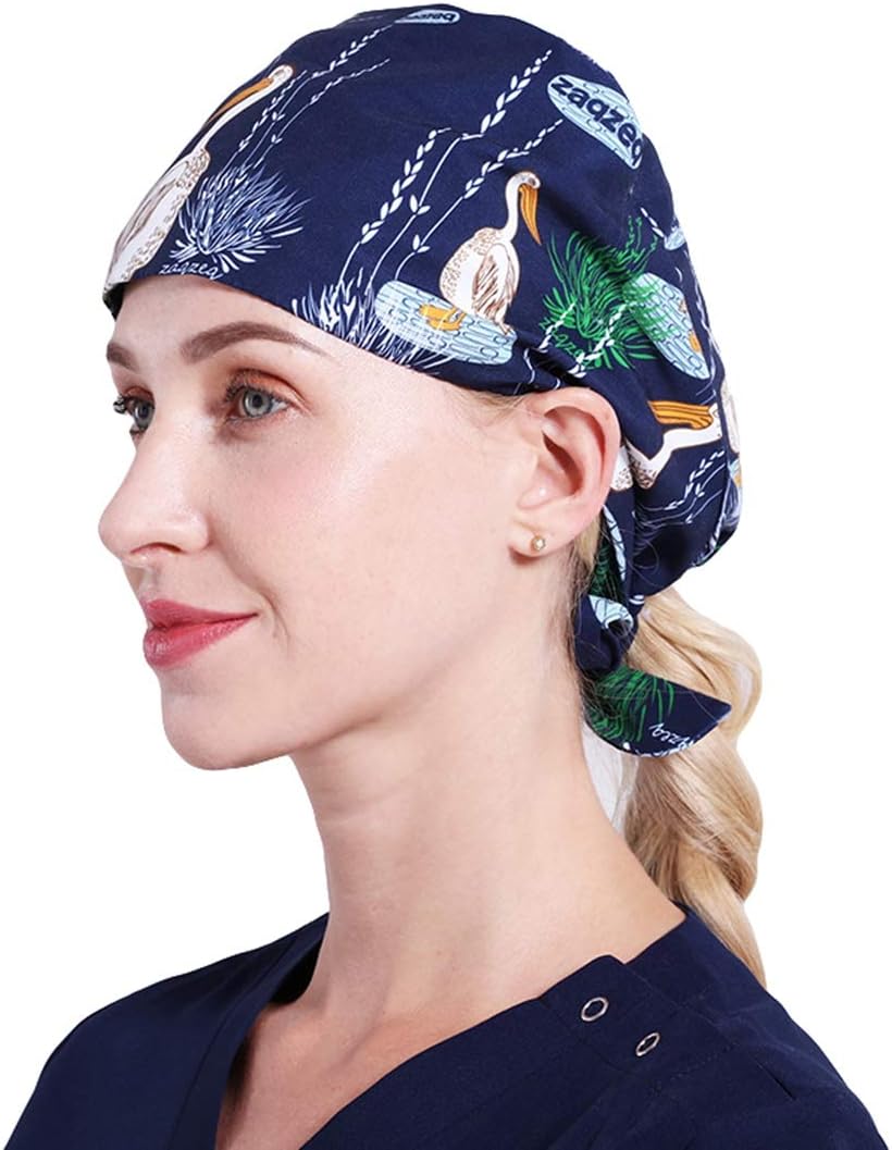 Surrui Scrub Cap Surgical Scrub Cap Medical Doctor Bouffant Turban Cap with Sweatband