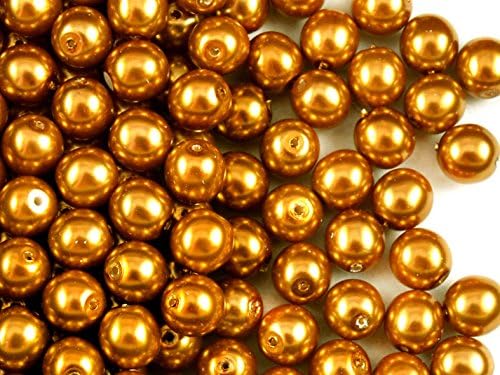 30pcs Czech Beads with a pearl coating ESTRELA Round 8mm Bronze Pearl