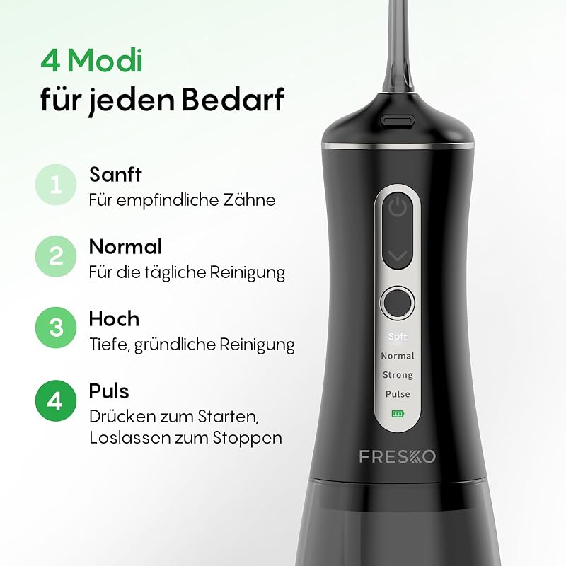 Munddusche Kabellos Tragbar Elektrisch 300ML, Schwarz
