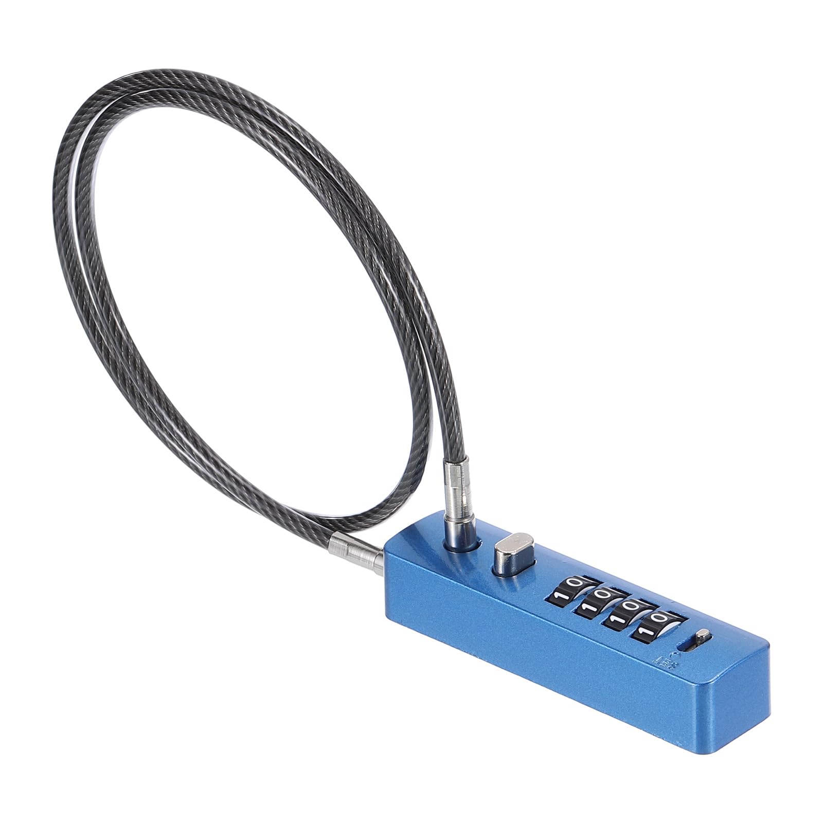 PATIKIL Cable Lock with Combination, 4-Digit Combination Lock 24.8" Steel Rope for Bikes Cabinets Wardrobes Small Fences, Navy Blue