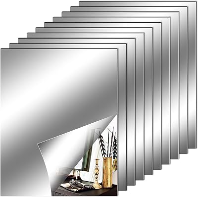 Fantasyon 10 Pack Self Adhesive Mirror Tiles 8x10 inch PET Flexible Stickers