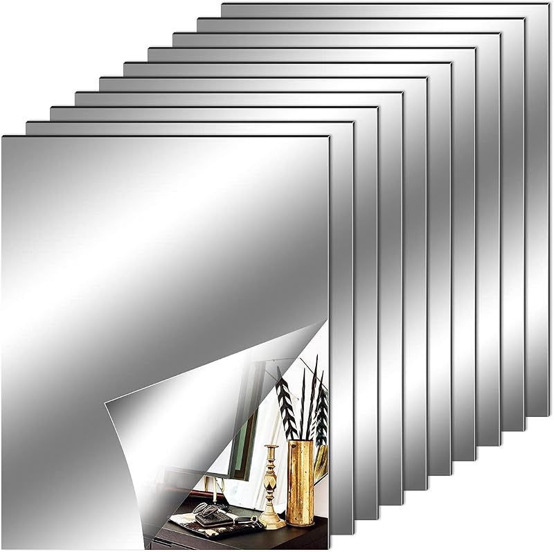 Fantasyon 10 Pack Self Adhesive Mirror Tiles 8x10 inch PET Flexible Stickers