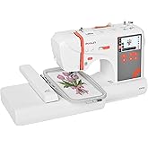 PooLin EOC03 Embroidery Machine 4x4 &amp; 4x9.25 Embroidery Area for Beginners, Easy Operation System, 130 Built-in Designs, 8 Fonts, WiFi Design Transfer, Home DIY Embroidery Machine with Starter Kit
