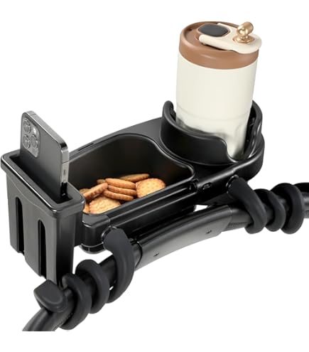 Plateau Pour Poussette, Plateau à Collation Pour Poussette | Plateau Porte- Gobelet - Côté En Simili Cuir Imperméable, Porte-gobelets Et Poches En Filet Pour Les Qui Jouent Et Mangent