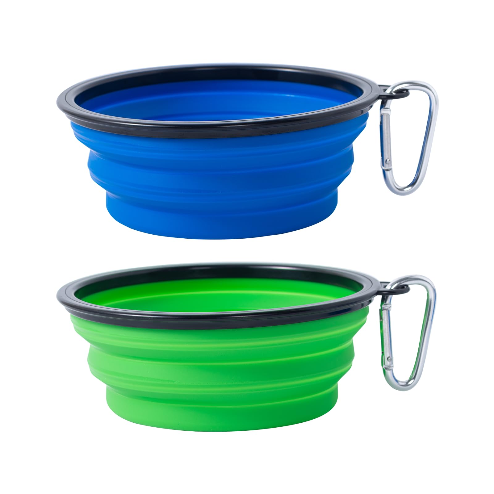 Photo 1 of Dog Bowl Pet Collapsible Bowls, 2 Pack Collapsible Dog Water Bowls for Cats Dogs, Portable Pet Feeding Watering Dish for Walking Parking Traveling with 2 Carabiners (Blue+Green, Medium)