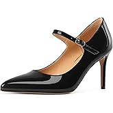 SAMMITOP Women's Pointed Toe Mary Jane Pumps 85mm Heel Party Dress Shoes