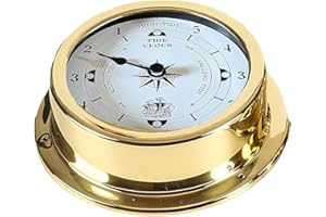 Valuegist Brass Nautical 6 inch 145mm Wall Clock, Wall Hanging Boat Using Tide Clock High Tide Low Tide for Weather Station, Wall Decor, Boat Accessories (Home/Ocean/Beach)
