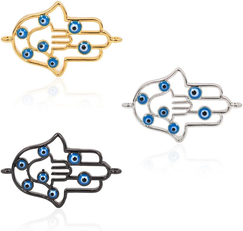 SouthBeat Hamsa Hand Evil Eye for Men Women Bracelet Connector Charms Bead Micro Pave CZ DIY Jewelry Making Charm 25x16mm 5Pcs MixColor
