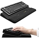 Keyboard Stand with Wrist Rest, Computer Wrist Support Pad, Ergonomic Comfy Tilted Keyboard Holder Lift Tray with Wrist Pad, Soft Memory Foam Desk Cushion for Office Home (Black)