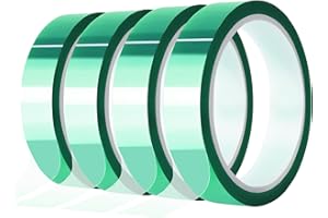 MEBMIK 4 Rolls 20mm x33m(108ft) Green Heat Tape High Temperature Heat Resistant Tape Heat Transfer Tape for Heat Sublimation Press Vinyl,No Residue