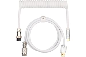 EPOMAKER Puff Aviator Coiled USB Cable, Type C Detachable Mechanical Gaming Keyboard Cable for Win/Mac/Gamers, Suitable for R