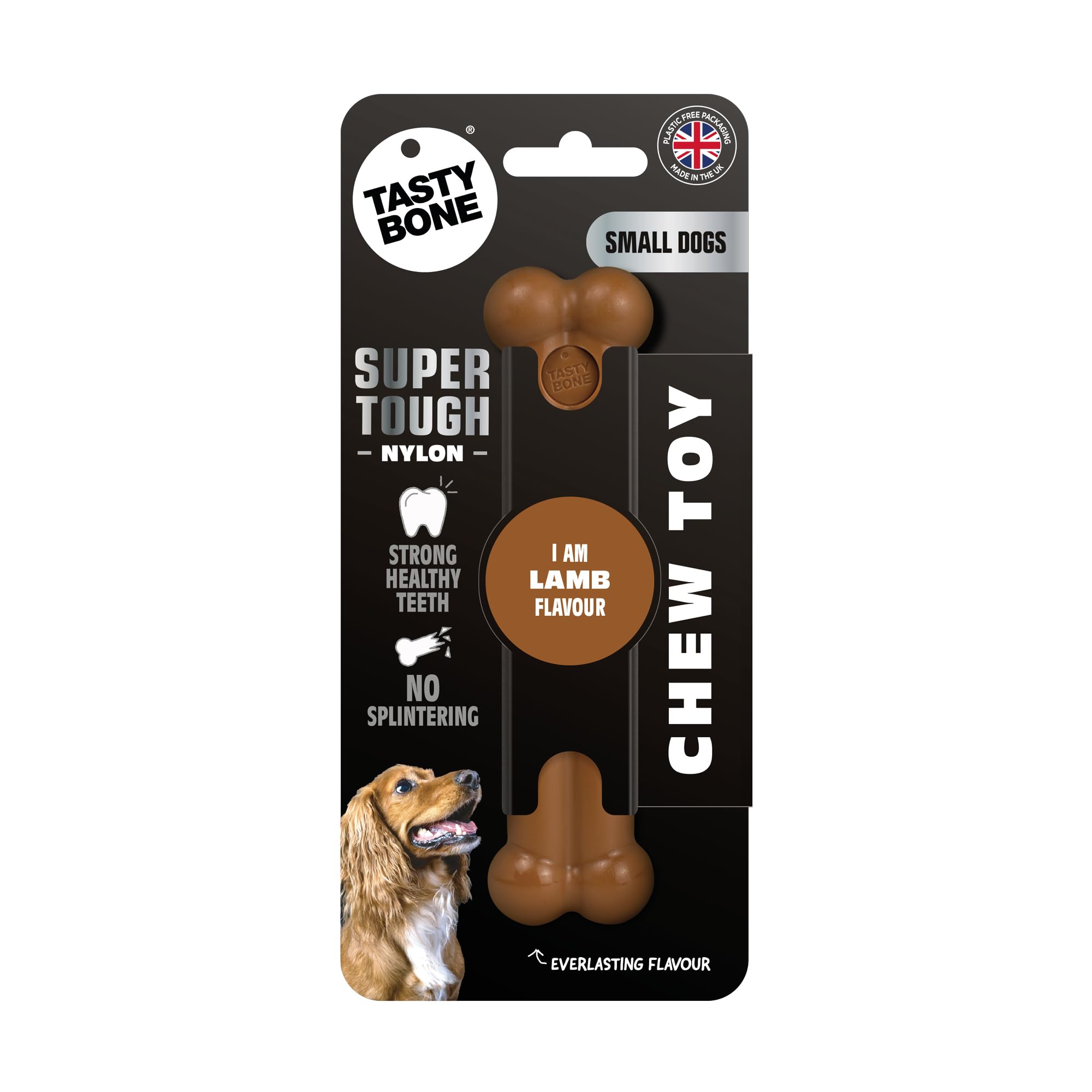 TastyBone Nylon Dog Chew Toy for Small Dogs (Lamb) - Indestructible for Aggressive Chewers, Everlasting Flavour, Strong Healthy Teeth, Made in the UK