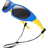 RIVBOS Kids (Age 3-8) Sunglasses with Strap Polarized UV Protection Flexible Rubber Shades for Boys Girls RBK003