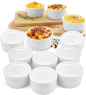 Lawei 12er Pack Soufflé Förmchen Porzellan Pastetenform Souffleförmchen Creme Brulee Formen Dessertschale für Fondants Muffins Souffles - Ø 9 cm, 180ml