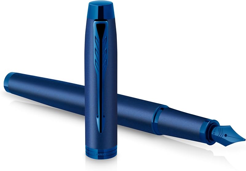 Parker IM Monochrome Fountain Pen Blue Finish Fine Nib Gift Box