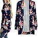 Women Cardigan,Haoricu Womens Open Front Irregular Long Sleeve Cardigans Casual Floral Print Outwear Coat (XXXL, Blue)